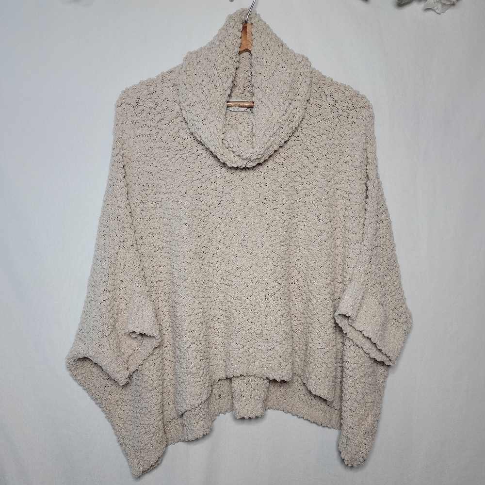 Pink Rose 3/4 Sleeve Over Sized Cowl Neck Sweater